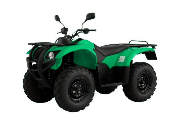 Green ATV pictured against a plain white background